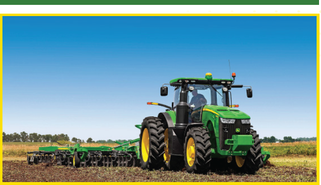 John Deere tractor in a field.